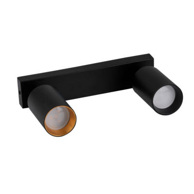 Lampa ścienno-sufitowa MARIBEL 2 x GU10 czarno-złota + czarny pierścień