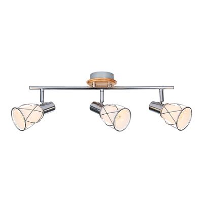 Listwa PADRE 75452 chrom/jasne drewno E14 klosz biały