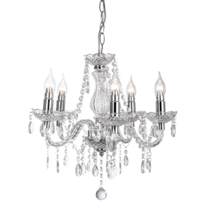 Lampa wisząca Marie 40 W 5 x E14 chrom, przezroczysty