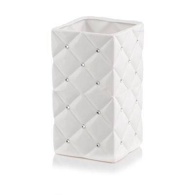 Osłonka ceramiczna wazon glamour biały 26 cm