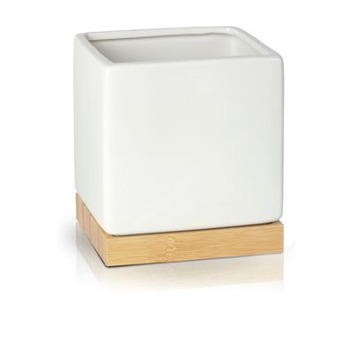 Osłonka ceramiczna kwadrat bamboo biała 18 cm
