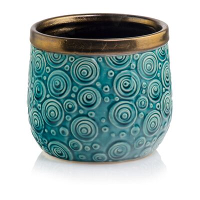 Osłonka ceramiczna turkus  gold 14 cm