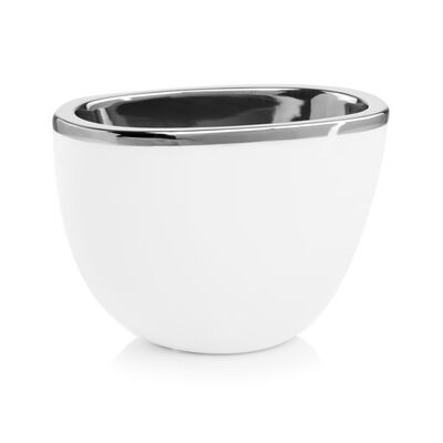 Osłonka owal ceramiczna biało-srebrna 23 cm