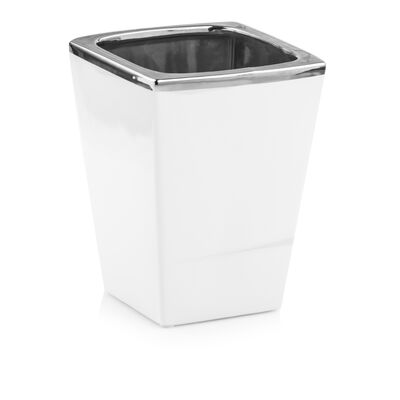 Osłonka ceramiczna camila biało-srebrna 23 cm