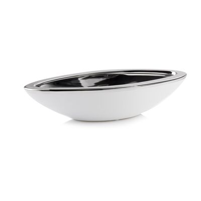 Osłonka ceramiczna łódka biało-srebrna 11 cm