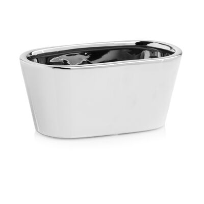 Osłonka ceramiczna rynna owal srebrna 17 cm