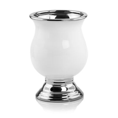 Osłonka ceramiczna urna biało-srebrna 21 cm