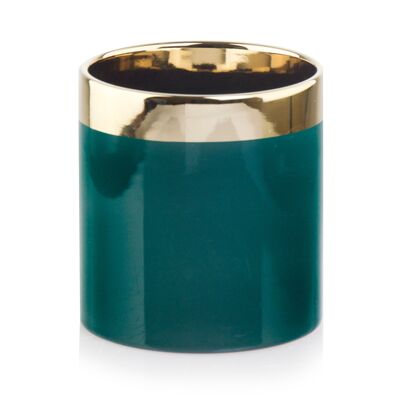 Osłonka ceramiczna cylinder gold  green 13 cm