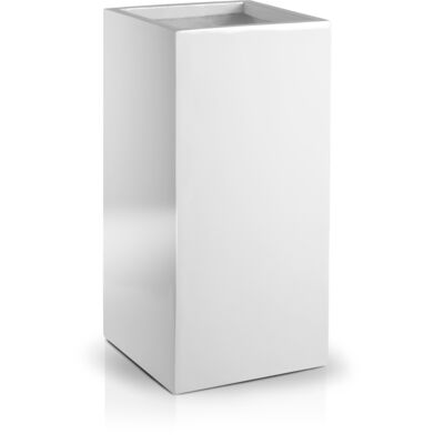 Donica z włókna szklanego wysoki kwadrat 50 cm biały