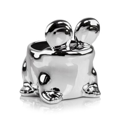 Osłonka ceramiczna żabka srebrna 9 cm