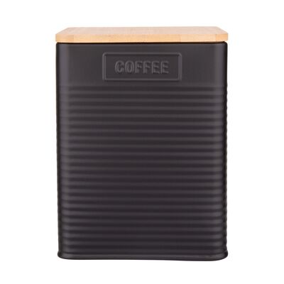 Puszka kwadratowa z pokrywą bambusową 11 x 11 x 14 cm LOFT czarna COFFEE