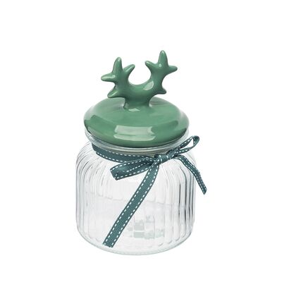 Pojemnik do przechowywania Relief 650 ml z ceramiczną pokrywką Rogi Zielone
