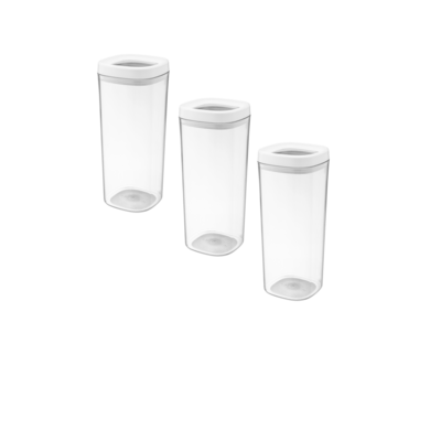 Zestaw 3 pojemników spożywczych transparentnych białych 1800 ml AMOS