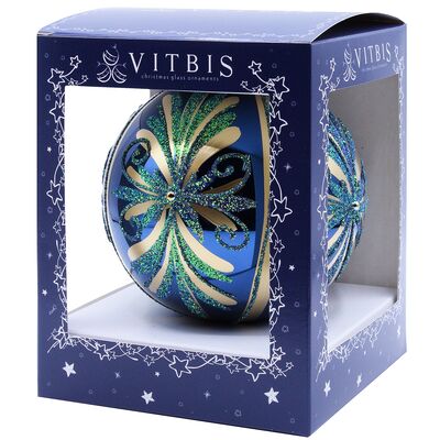 Bombka szklana dekor bogaty 12 cm VELVET BLUE 1 szt.