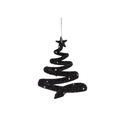 Zawieszka choinka 13 cm czarny 3 sztuki