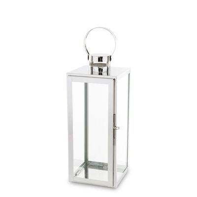 Lampion metal 16,5 x 47,5 cm srebrny