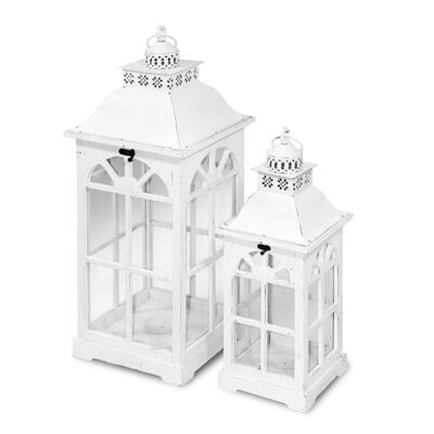 Lampion drewniany 55/72,5 cm biały 2 sztuki