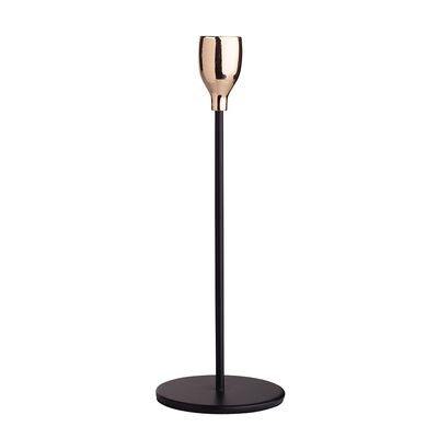 Świecznik na cienką świecę 8 x 8 x 22,5 cm czarno-złoty