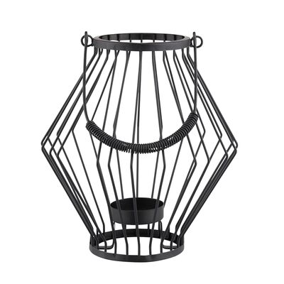 Świecznik metalowy szprosowy z uchwytem 19 x 19 x 20 cm czarny