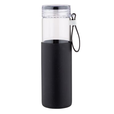 Butelka szklana w silikonowej osłonie 500 ml czarna