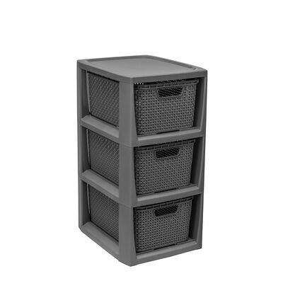 Regał z koszykami rattan BQ-1725 3 x 7 l antracyt