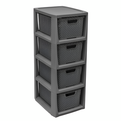 Regał z koszykami rattan BQ-1726 4 x 7 l antracyt