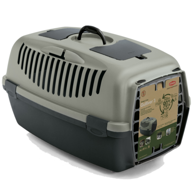 Transporter GULLIVER 3 z plastikowymi drzwiczkami zielony, z recyklingu ZOLUX