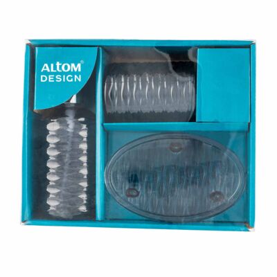 Komplet łazienkowy 3-elementowy popielaty/transparentny