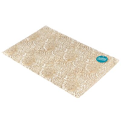 Mata stołowa PVC 45 x 30 cm fale złota