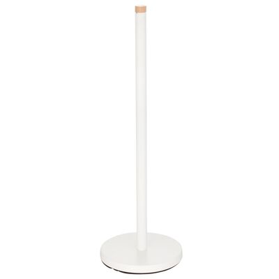 Stojak na papier toaletowy metalowy + bambus 15 x 46,5 cm biały