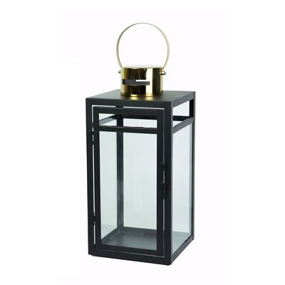 Metalowa latarnia 35,5 cm czarno-złoty mat