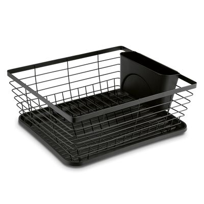 Suszarka z ociekaczem plastikowa 36 x 30,3 x 15 cm czarna
