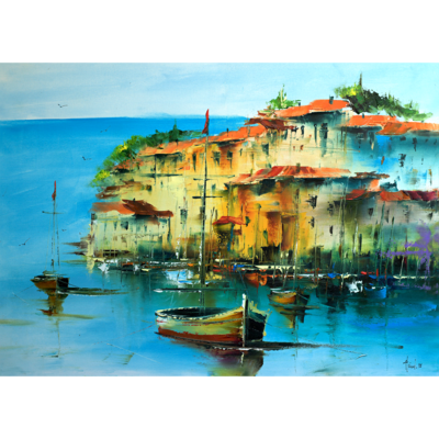 Obraz na płótnie 50 x 70 cm Port malowany