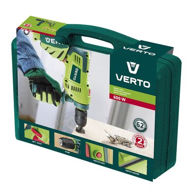 Wiertarka udarowa 600W, uchwyt samozaciskowy 13 mm walizka VERTO