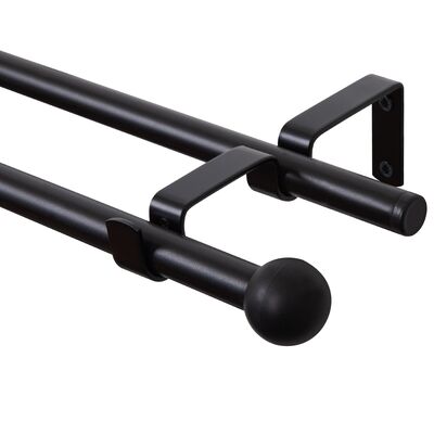 Karnisz podwójny Base II 160 cm 16 mm kula czarny mat