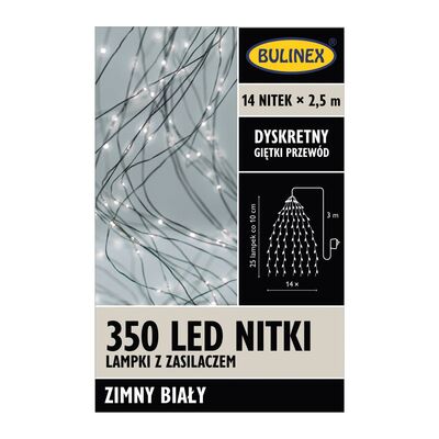 Lampki choinkowe Nitki 350 LED biały zimny 14 szt. Bulinex