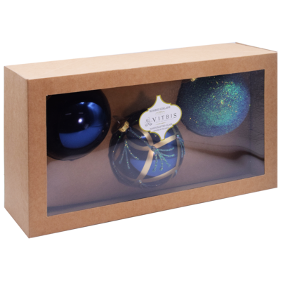 Bombka szklana dekor ORNAMENT 100 mm granat 3 szt