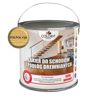 Lakier do schodów i podłóg drewnianych Bezbarwny półpołysk 2,5 l Colorit Drewno