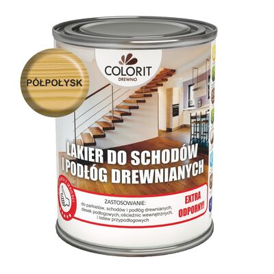 Lakier do schodów i podłóg drewnianych Bezbarwny półpołysk 0,75 l Colorit Drewno