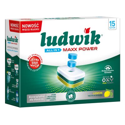 Tabletki do zmywarek ALL IN 1 MAXX POWER LEMON 15 sztuk Ludwik