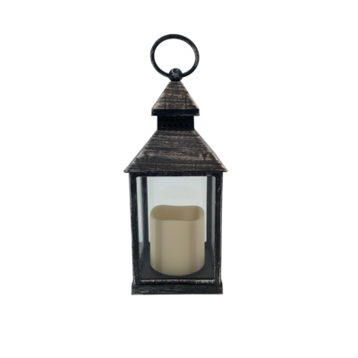 Lampion LED 10 x 28 cm czarno-srebrny