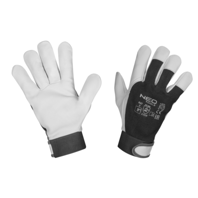 Rękawice robocze 2122X skóra kozia rzep rozmiar 9" czarno-biały NEO