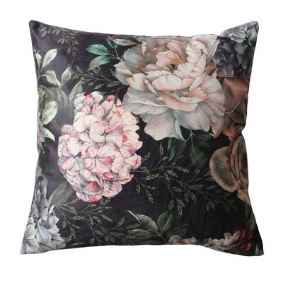 Poszewka HORTENSE 45 x 45 cm czarny w kwiaty