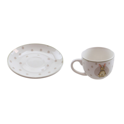 Filiżanka ceramiczna z zającem 300 ml biała