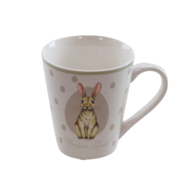 Kubek ceramiczny z zającem 360 ml biały