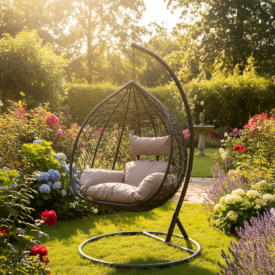 Bujak fotel wiszący okrągły 107 x 72 cm szary