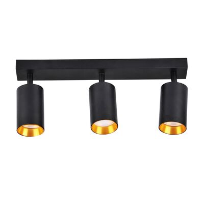 Lampa ścienno-sufitowa MARIBEL 3 x GU10 czarno-złota + czarny pierścień