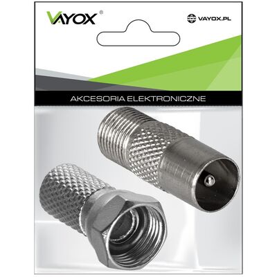 Zestaw złącze wtyk antenowy – gniazdo "F" + wtyk "F" 6,8 mm VA0093 Vayox