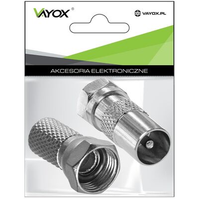 Zestaw złącze wtyk "F" - wtyk antenowy + wtyk "F" 6,8 mm VA0096 Vayox