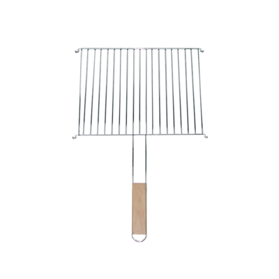 Ruszt grillowy 40 cm x 30 cm ze stali chromowanej z drewnianą rączką Floraland